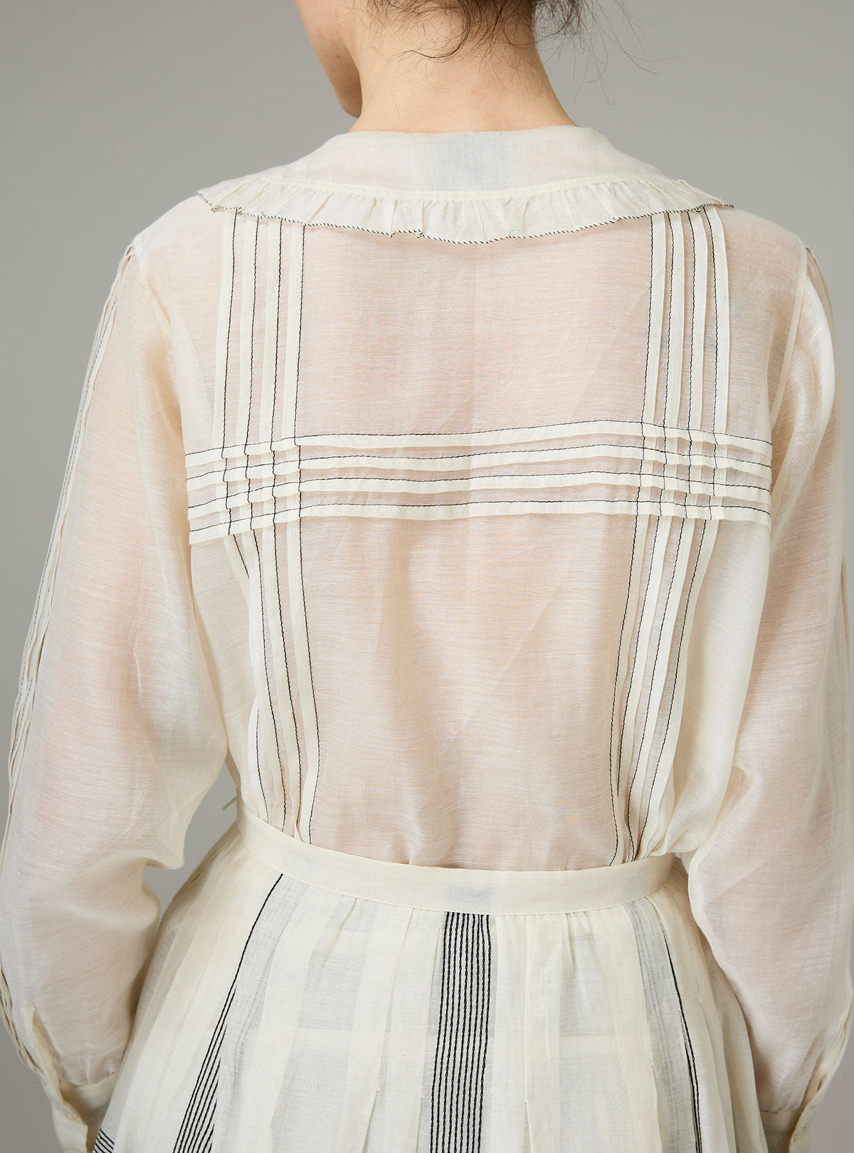 Zulaika Blouse - Chanderi Checks & Dots Embroidery - Ivory