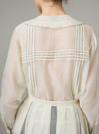 Zulaika Blouse - Chanderi Checks & Dots Embroidery - Ivory