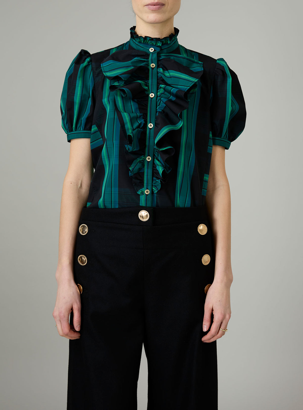 Bibiana Blouse - Ghost Tartan - Green