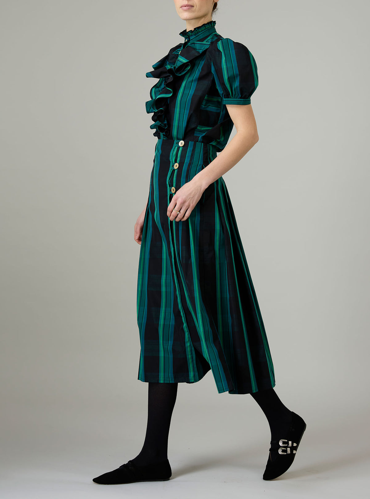 Bibiana Blouse - Ghost Tartan - Green