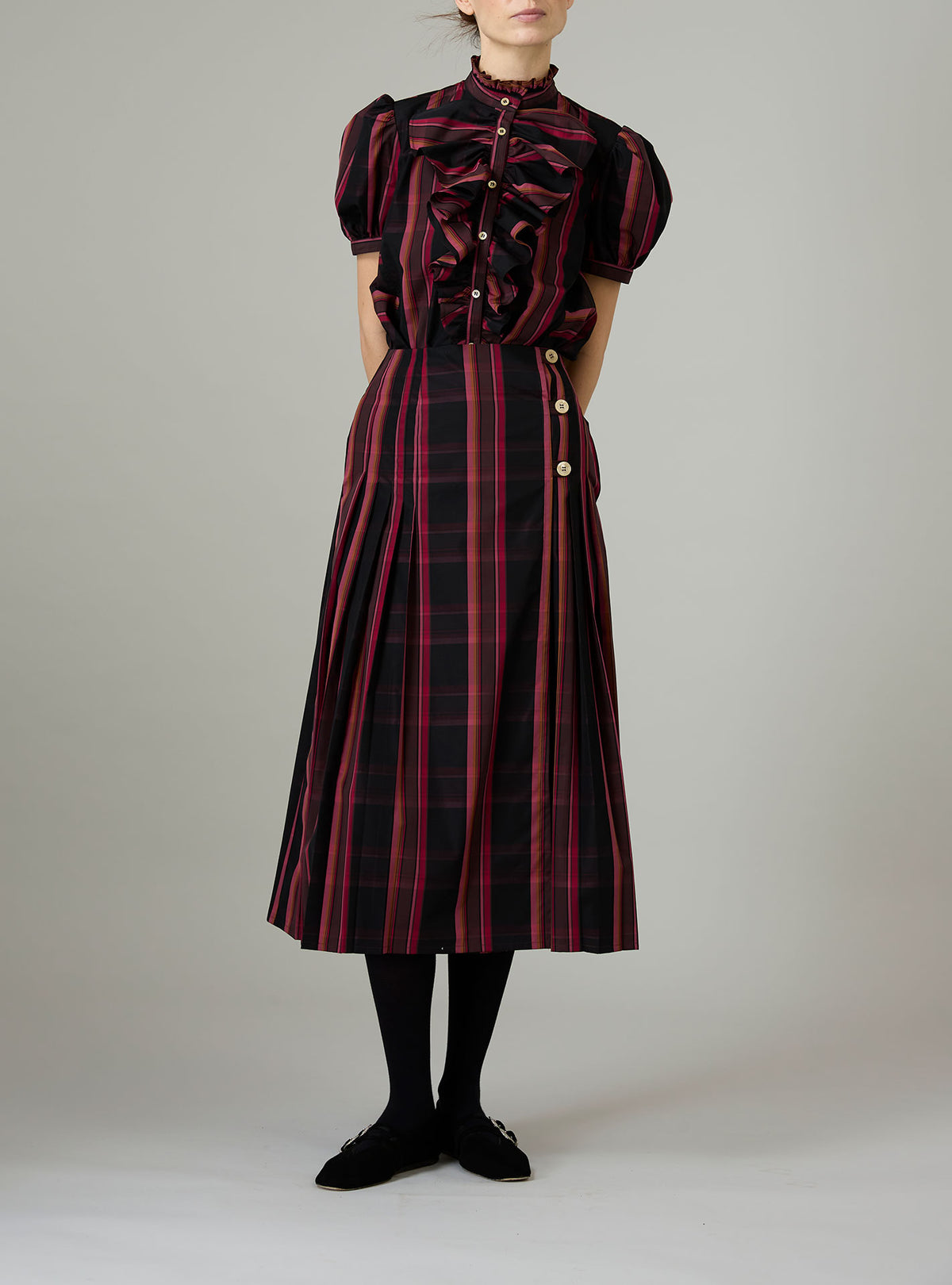Bibiana Blouse - Ghost Tartan - Pink