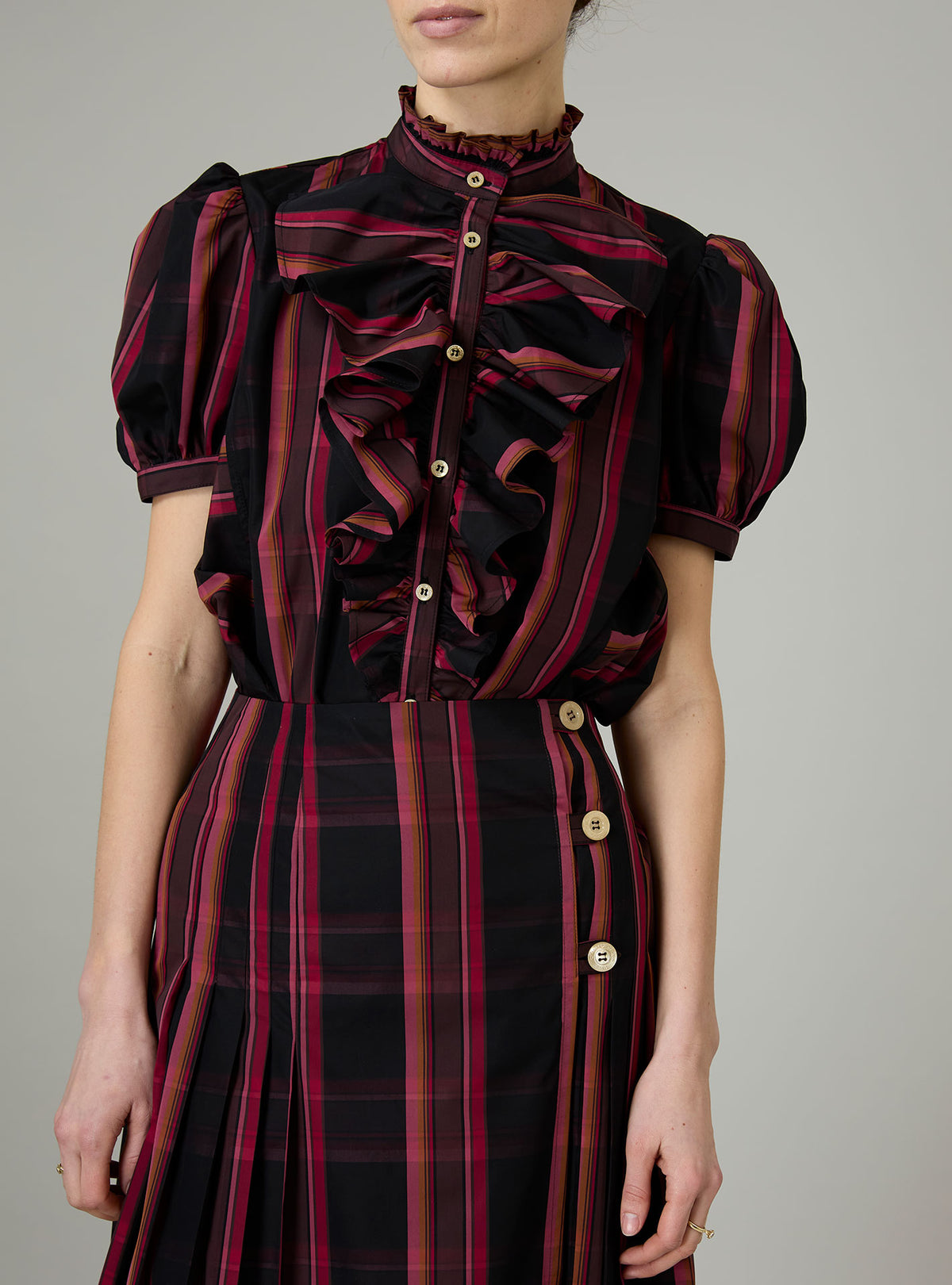 Bibiana Blouse - Ghost Tartan - Pink