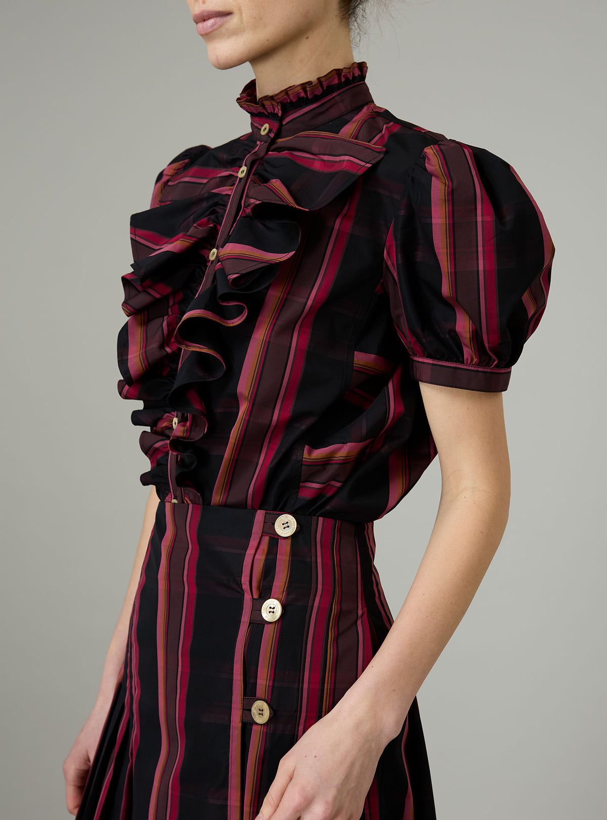 Bibiana Blouse - Ghost Tartan - Pink