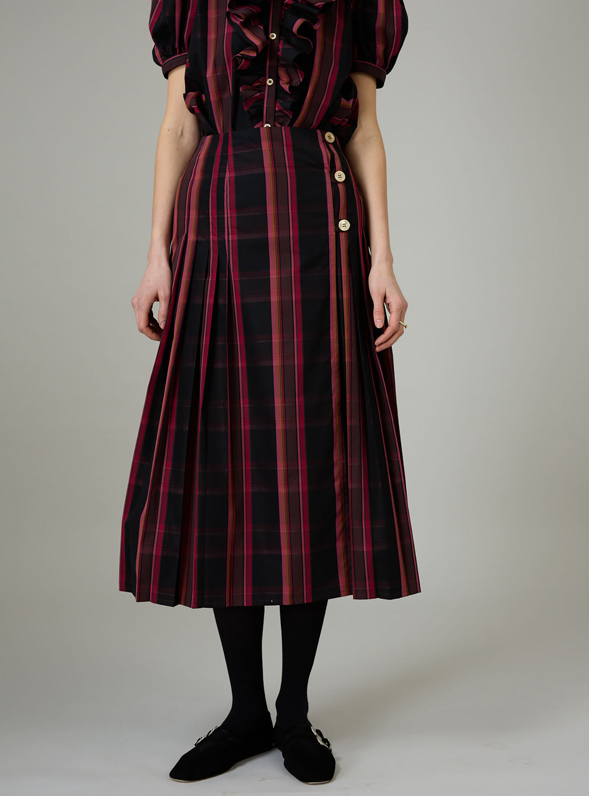 Brenda Skirt - Ghost Tartan - Pink
