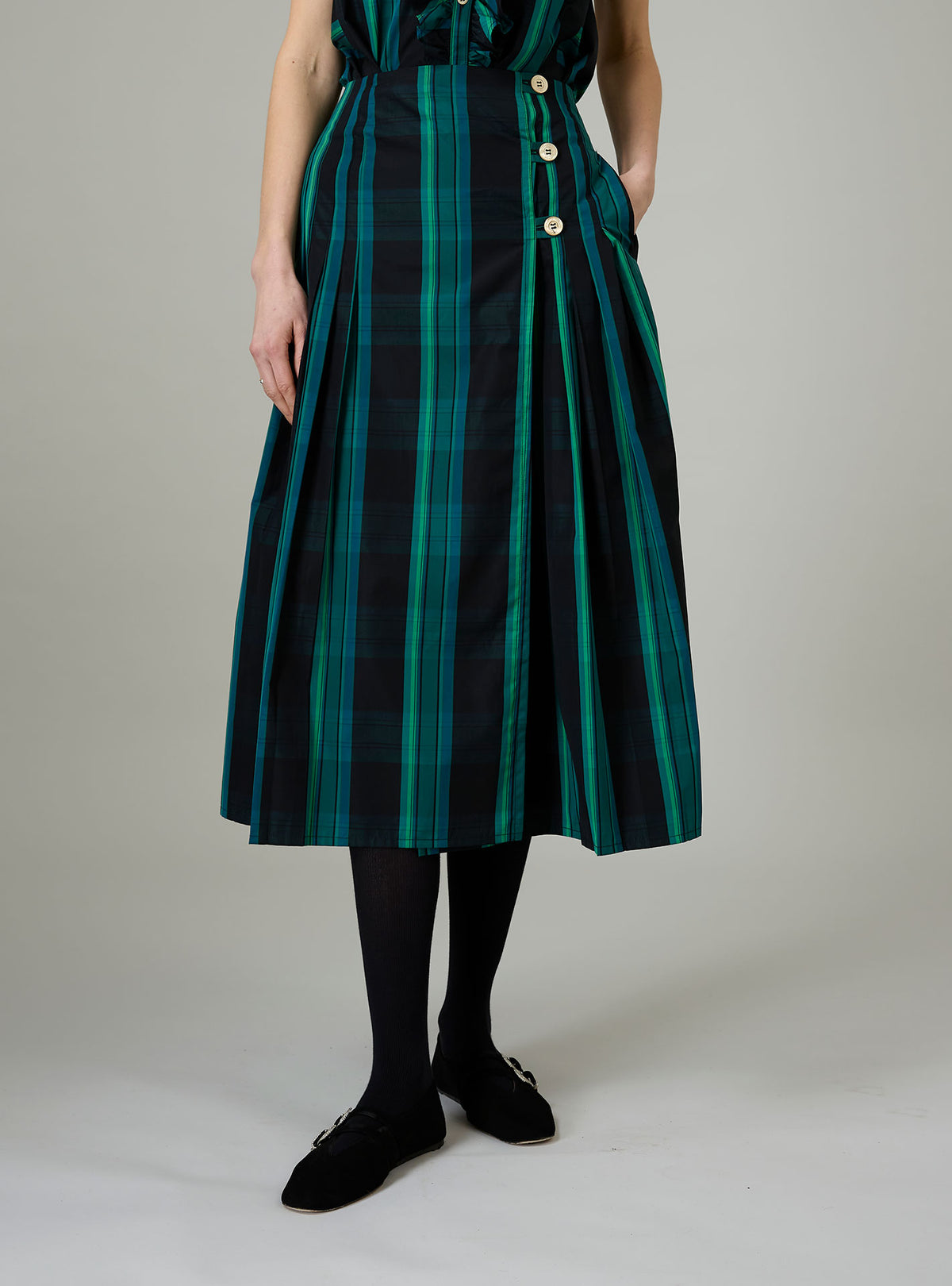 Brenda Skirt - Ghost Tartan - Green