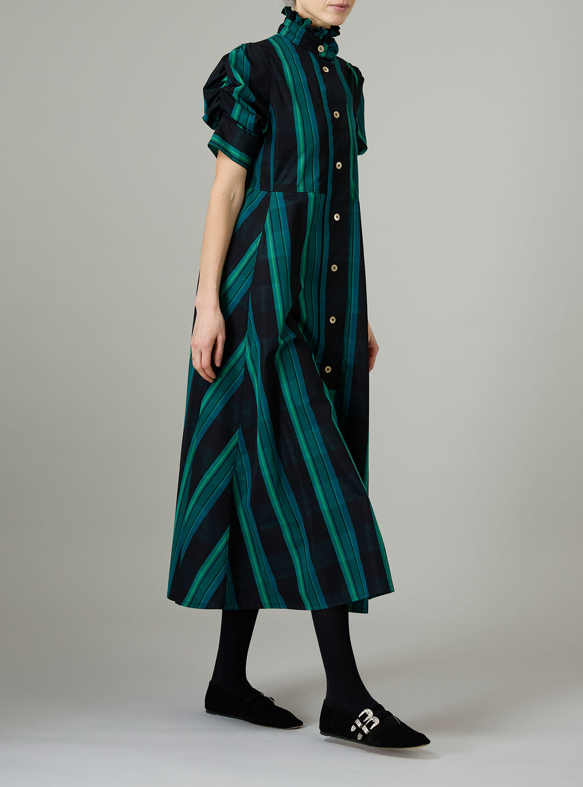Venetia Dress - Ghost Tartan - Green