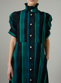 Venetia Dress - Ghost Tartan - Green