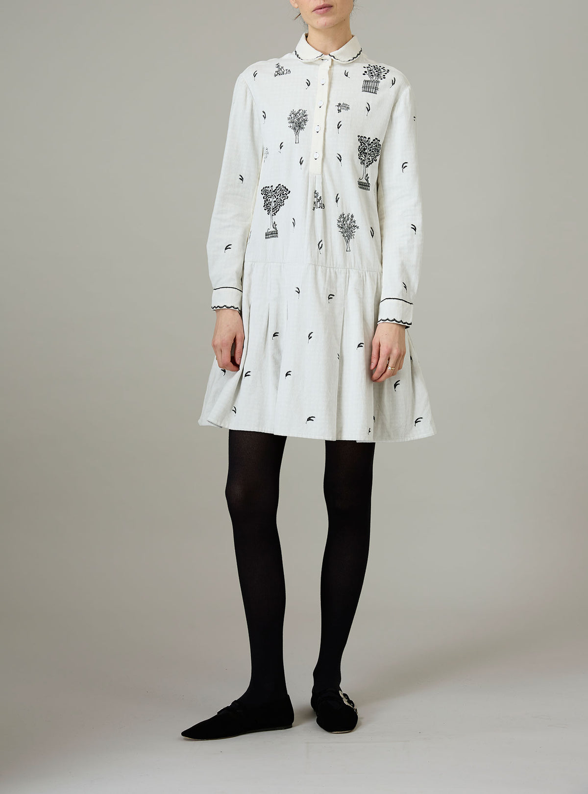 Nilaya Mini Dress - Pavilion Embroidery - Off White