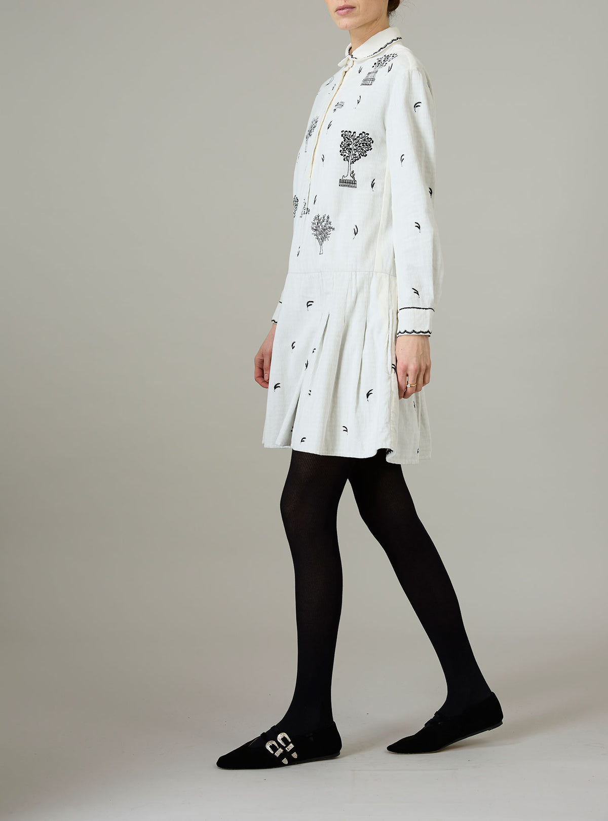 Nilaya Mini Dress - Pavilion Embroidery - Off White