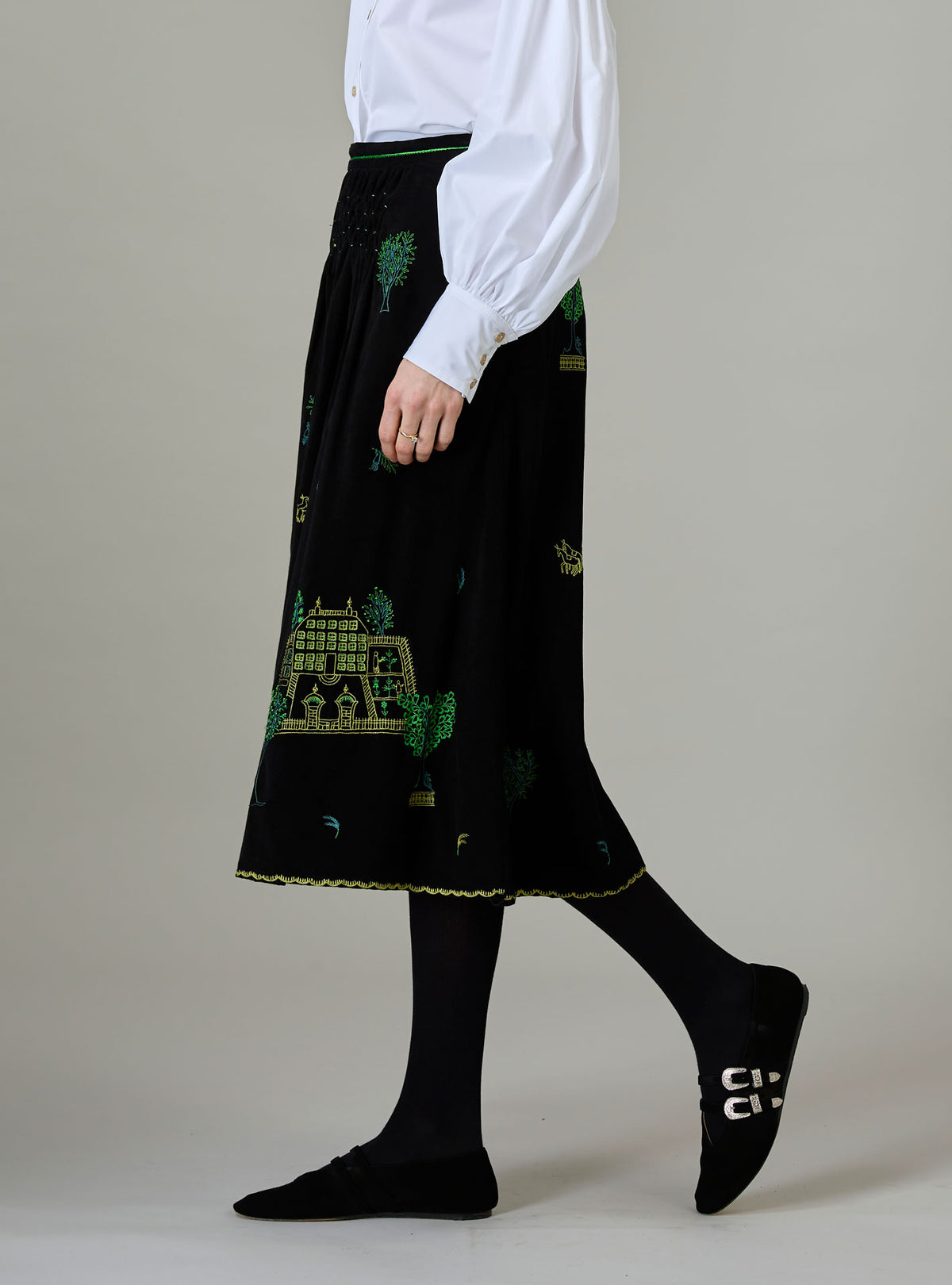 Yulia Skirt - Pavilion Embroidery - Black