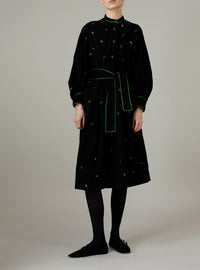 Yvonne Midi Dress - Pavilion Embroidery - Black