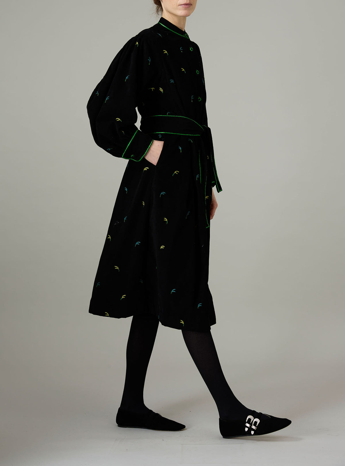 Yvonne Midi Dress - Pavilion Embroidery - Black
