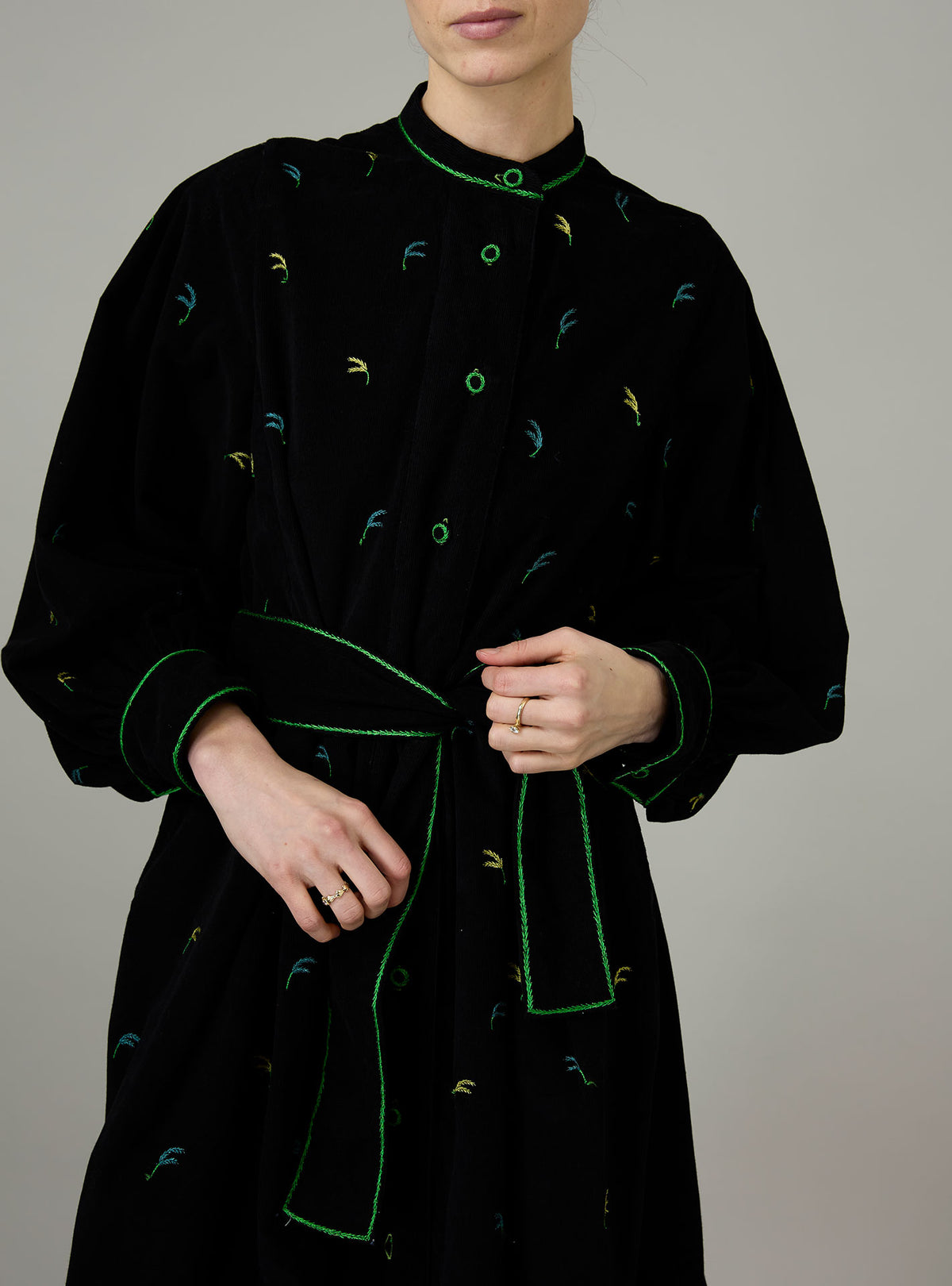 Yvonne Midi Dress - Pavilion Embroidery - Black
