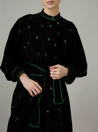 Yvonne Midi Dress - Pavilion Embroidery - Black