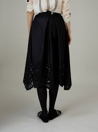 Wynona Skirt - Satin Guipure - Black