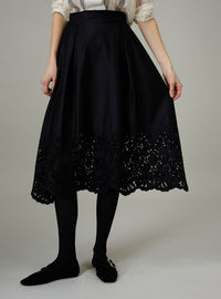 Wynona Skirt - Satin Guipure - Black