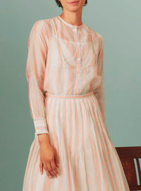 Andrea Blouse - Chanderi Stripes - Pink