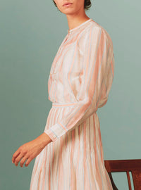 Andrea Blouse - Chanderi Stripes - Pink