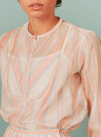 Andrea Blouse - Chanderi Stripes - Pink