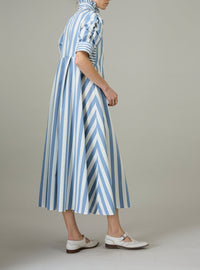Venetia Dress - Lido Stripes - Storm Blue