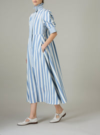 Venetia Dress - Lido Stripes - Storm Blue