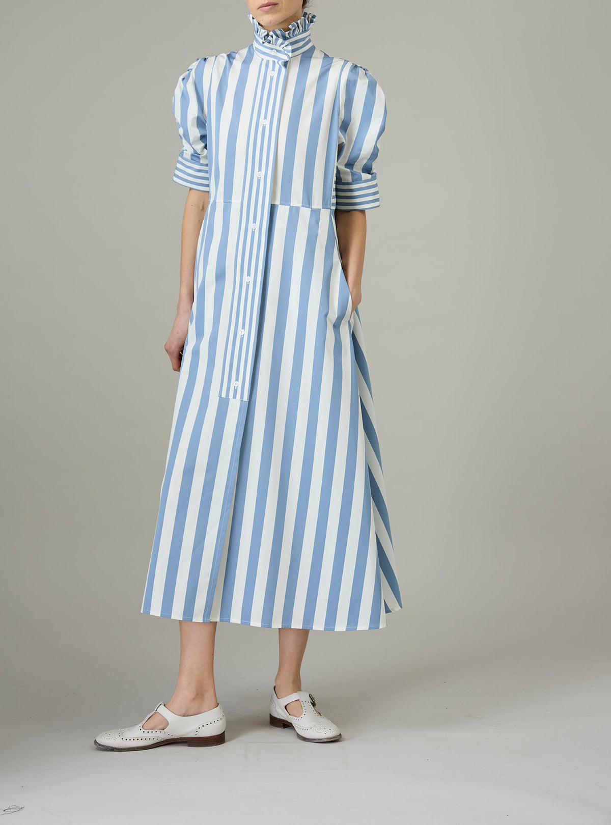 Venetia Dress - Lido Stripes - Storm Blue