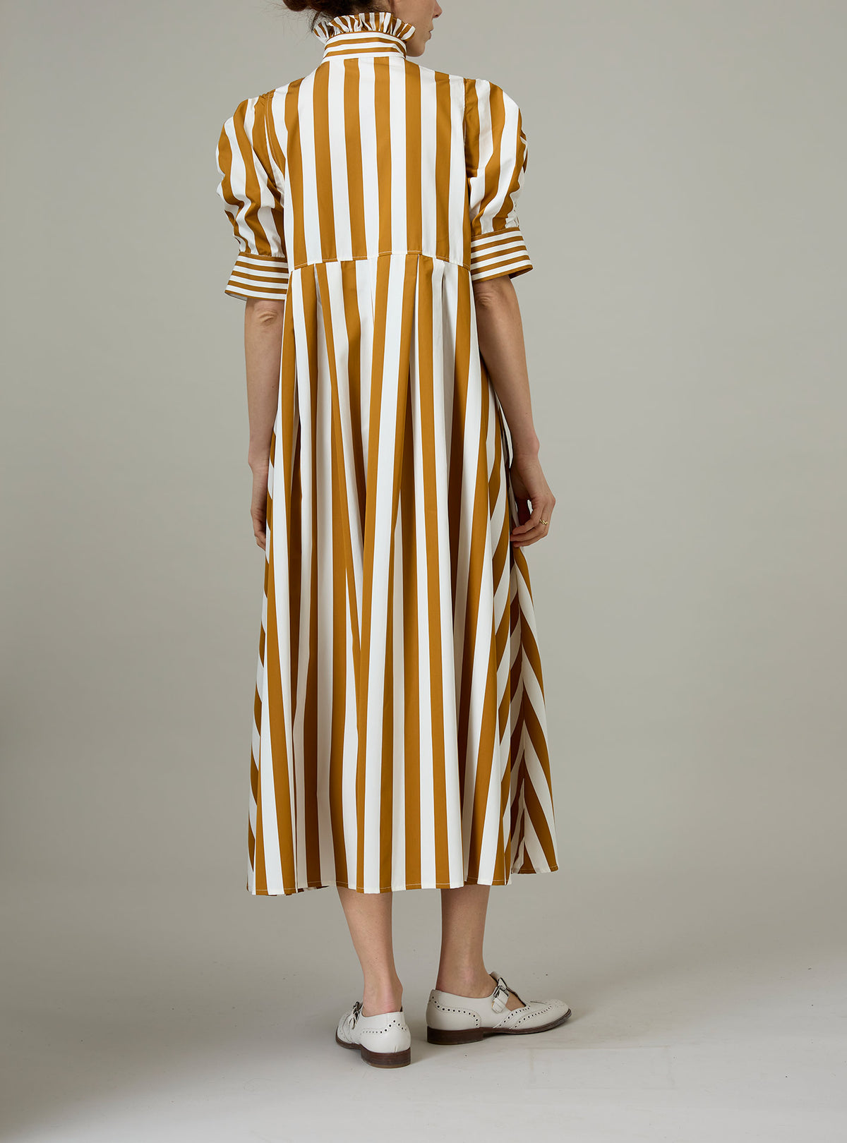 Venetia Dress - Lido Stripes - Tobacco