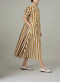 Venetia Dress - Lido Stripes - Tobacco