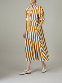 Venetia Dress - Lido Stripes - Tobacco
