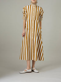 Venetia Dress - Lido Stripes - Tobacco