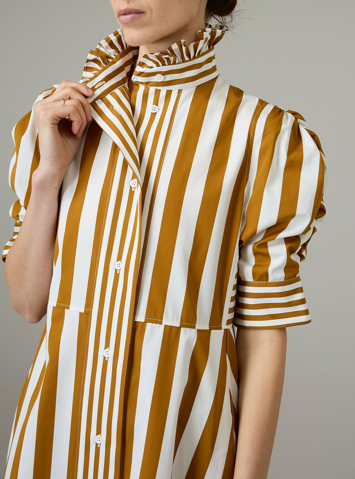 Venetia Dress - Lido Stripes - Tobacco