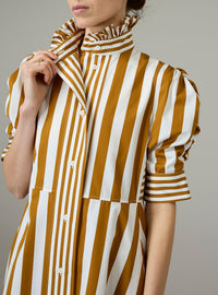 Venetia Dress - Lido Stripes - Tobacco