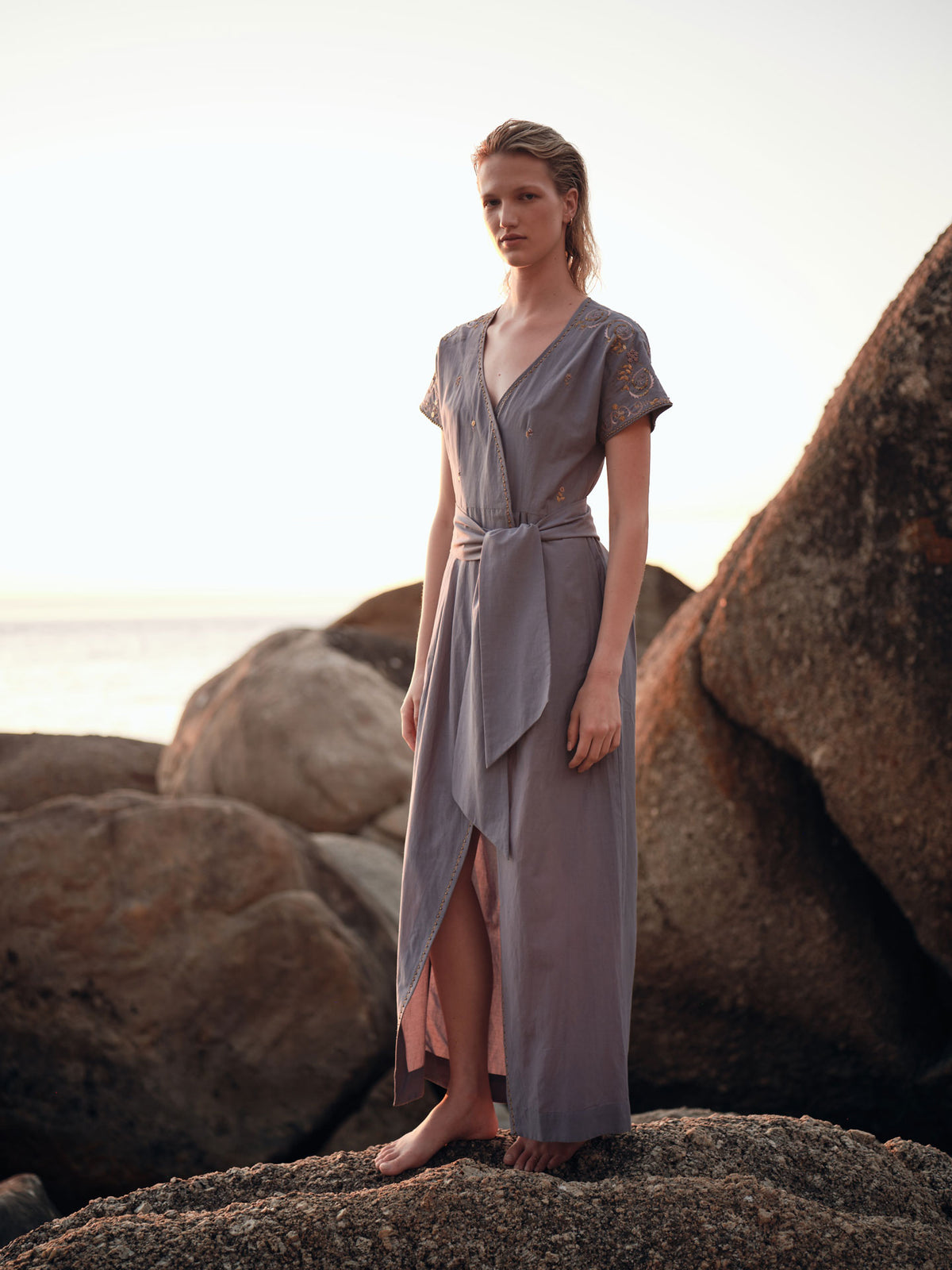 BB Dress - Palazzo Embroidery - Storm Blue