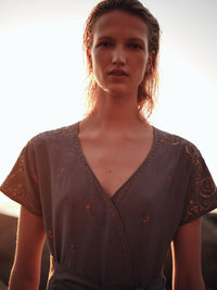 BB Dress - Palazzo Embroidery - Storm Blue
