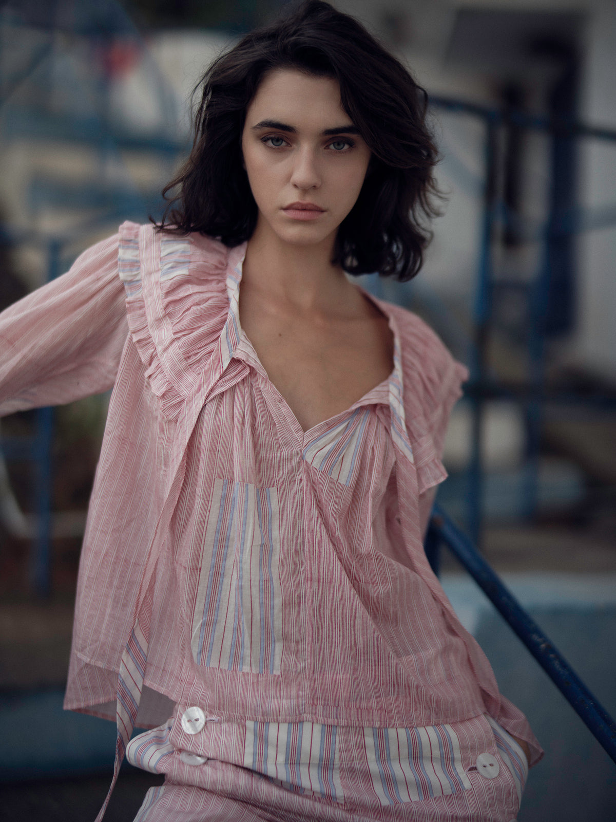 Dauphine Blouse - Pirate Stripes - Red & Neel