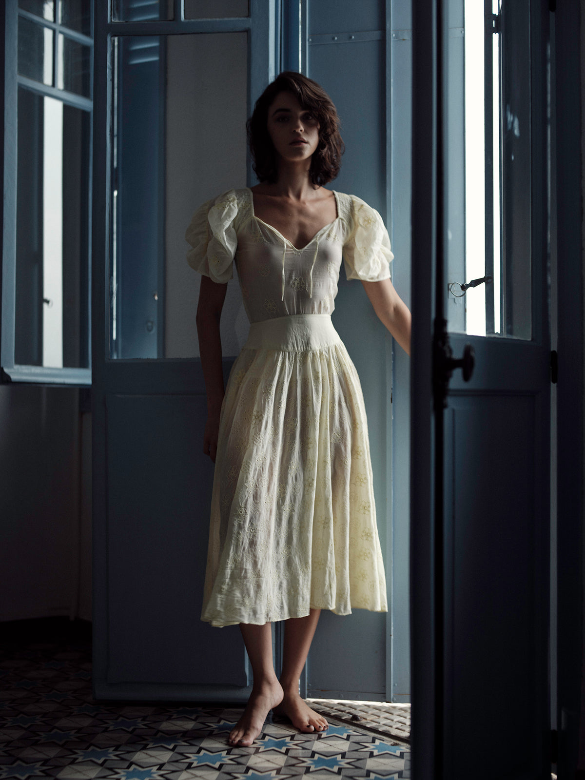 Pamela Skirt - Tender Yellow - Floral Eyelet