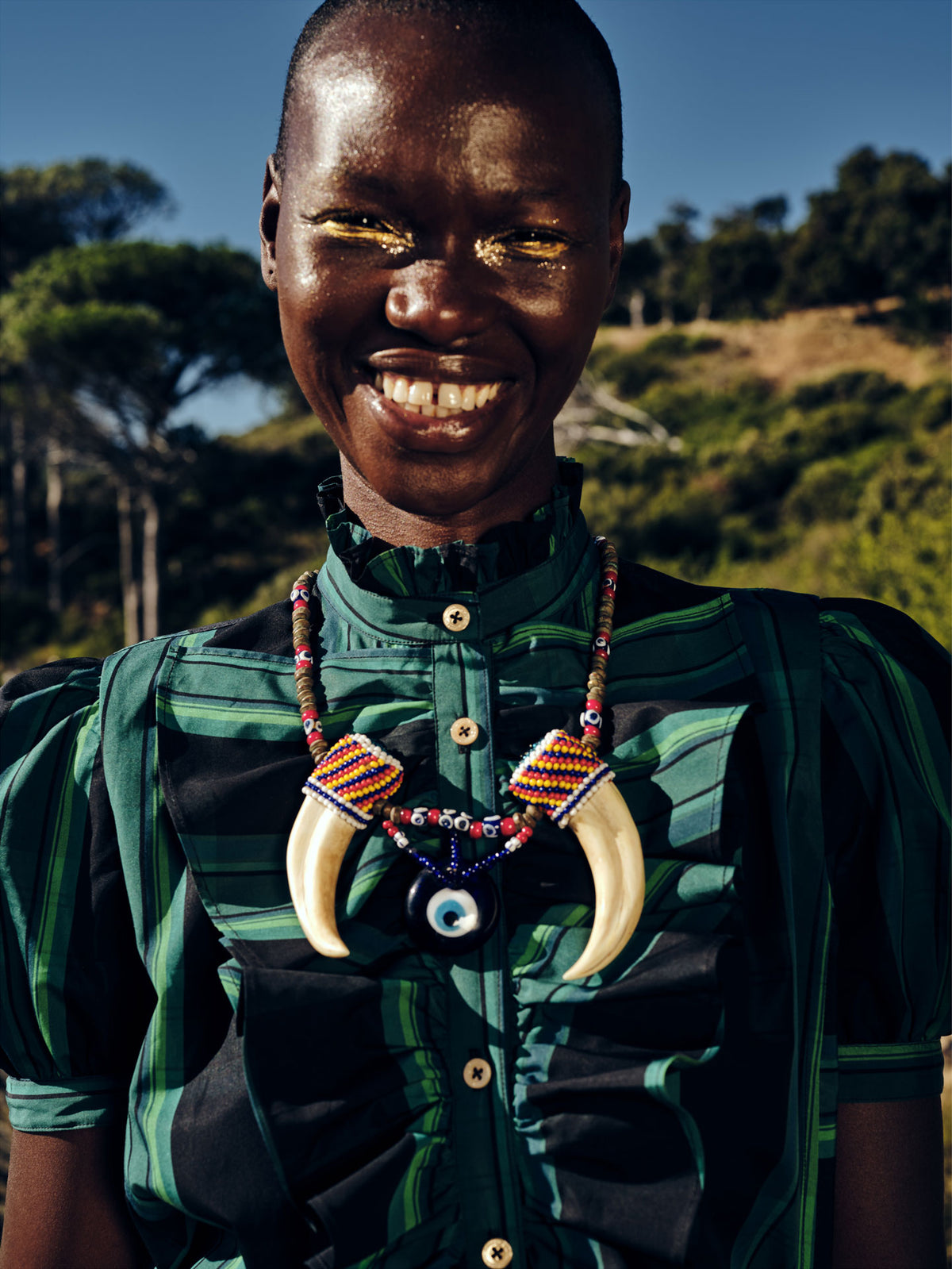 Bibiana Blouse - Ghost Tartan - Green