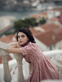 Venetia dress - Biscuit & Pink - Capri Stripes