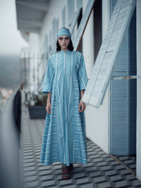 Rachel Long dress - Lagoon & White - Capri Stripes