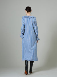 Louise Long Sleeves Dress - Grey & White - Ascott Stripes