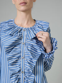 Louise Long Sleeves Dress - Grey & White - Ascott Stripes