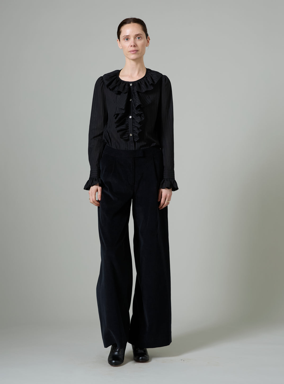 Loulou Trousers - Black - Plain Corduroy