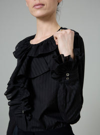 Louison Long Sleeves Blouse - Black - Chiffon Fileté