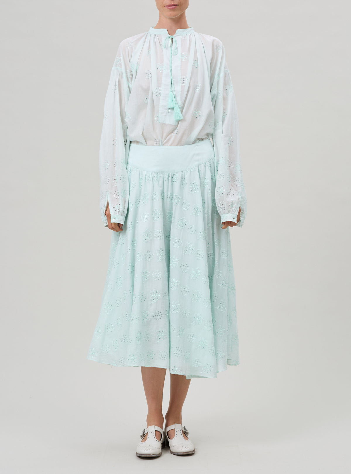 Pamela Skirt - Mint - Floral Eyelet