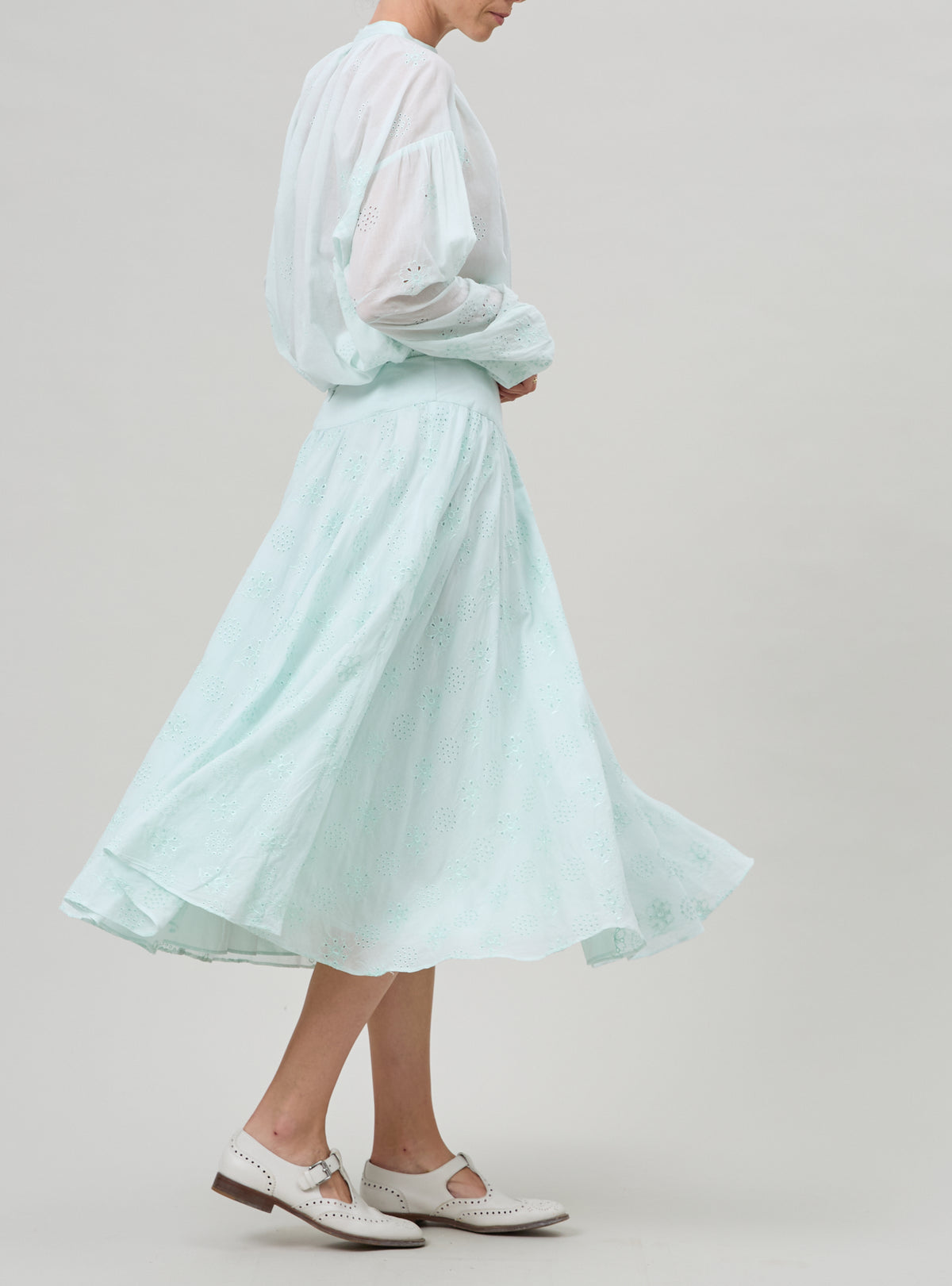 Pamela Skirt - Mint - Floral Eyelet