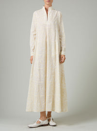 Parvati Voile Kaftan - Elizabethan Block print - Cream