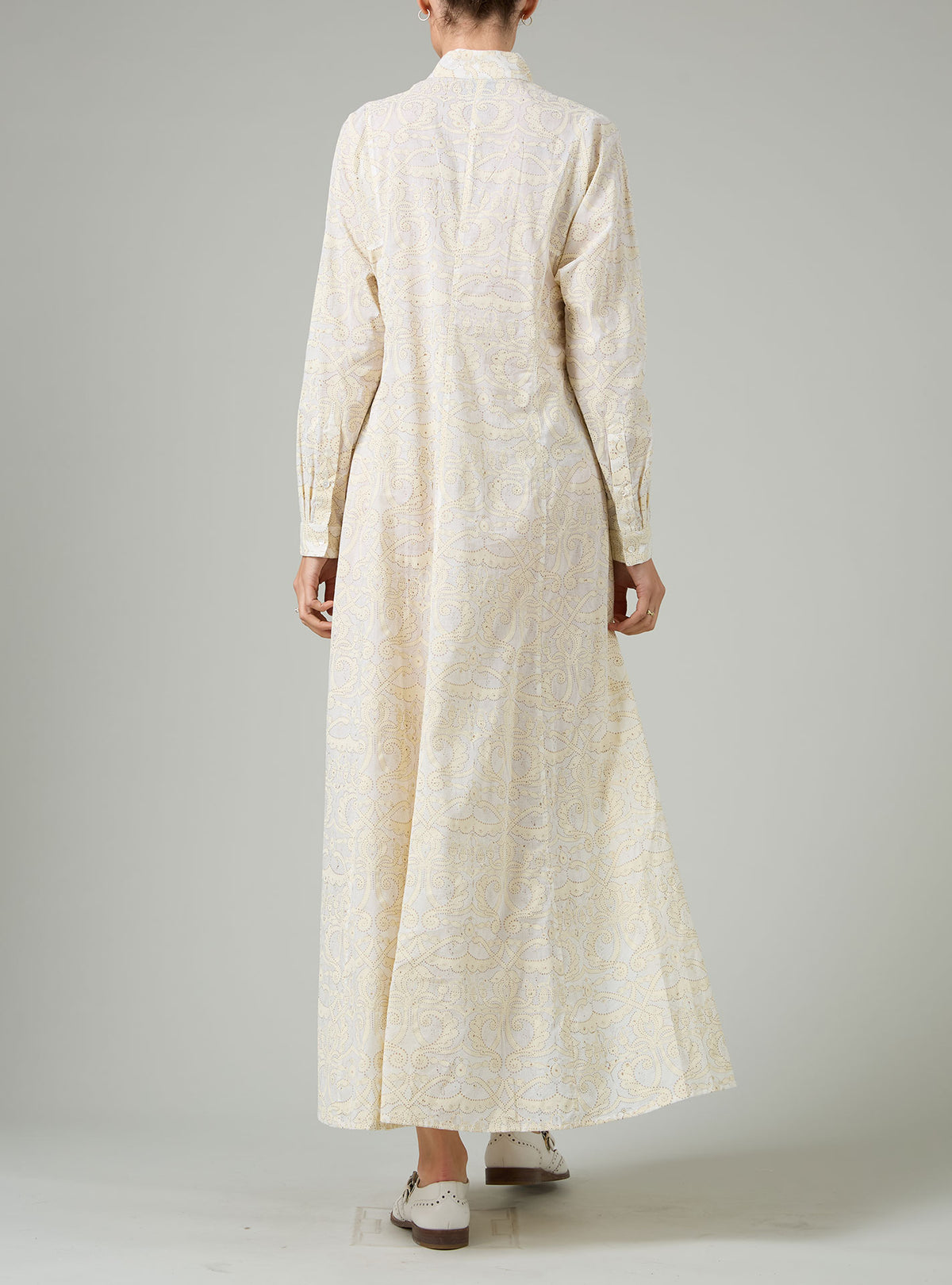 Parvati Voile Kaftan - Elizabethan Block print - Cream