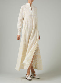 Parvati Voile Kaftan - Elizabethan Block print - Cream