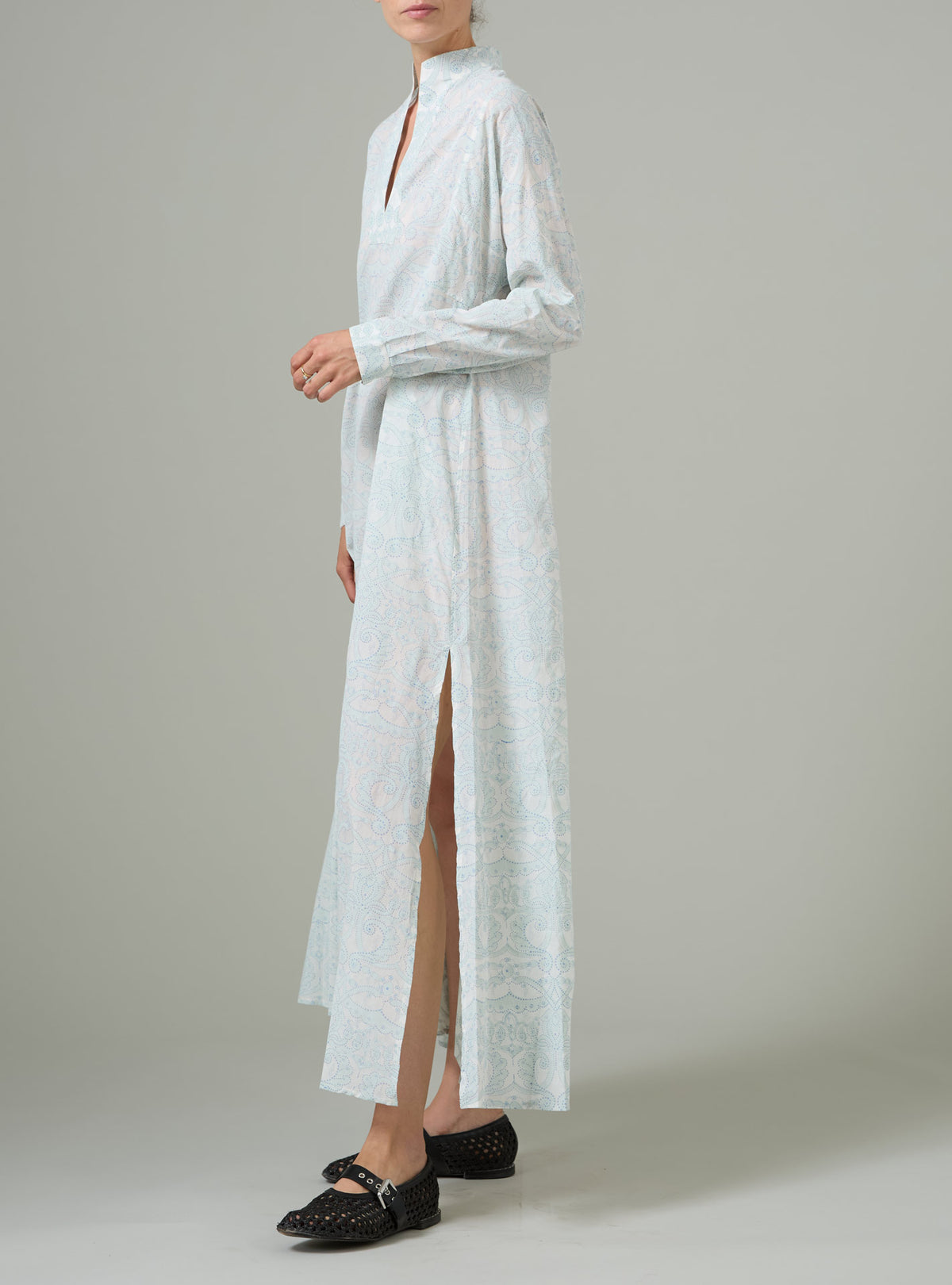 Parvati Voile Kaftan - Elizabethan Block print - Mint