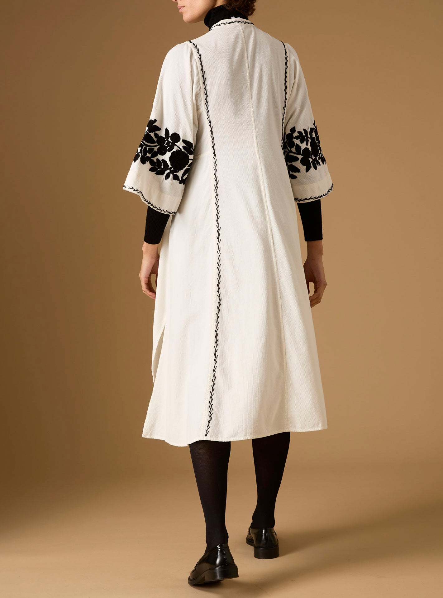 Back view of Rachel Cream/Black Midi Dress by Thierry Colson